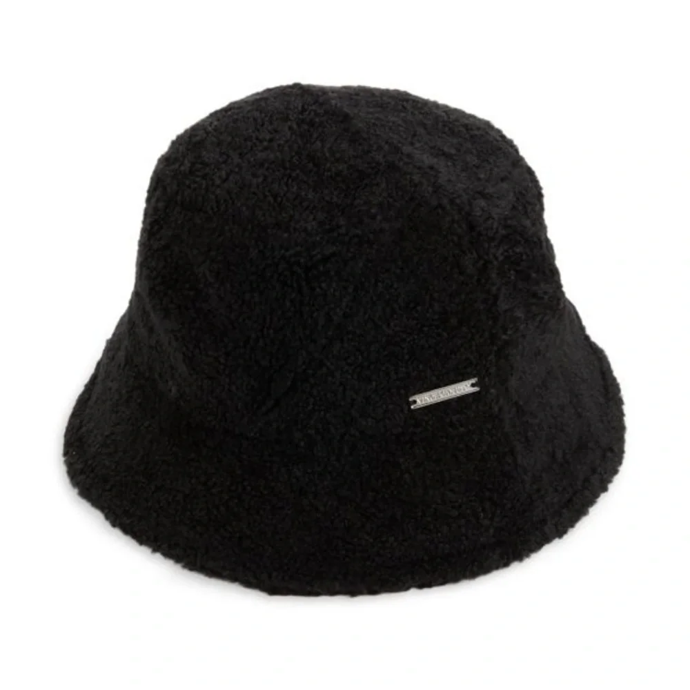 Vince Camuto black bucket hat faux shearling teddy cozy fall accessory OSFM